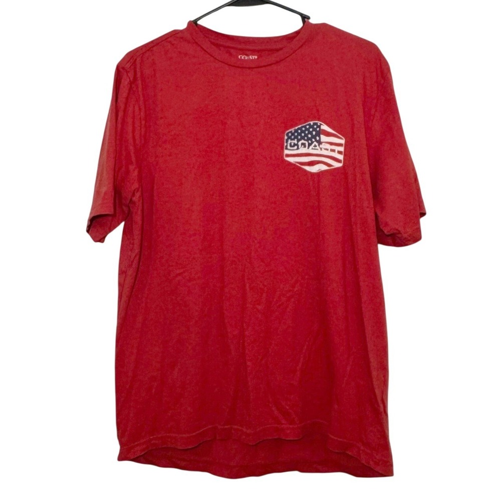 Coast‎ Saltwater Tee Mens Medium Red American Flag Graphic T-Shirt Cotton